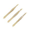 Stainless Steel Professional Gold Plated Precision Slant Tip Eyebrow Tweezers for False Eyelash Extension