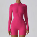 Collar Zipper Long Sleeved Dance Fitness Sports Sexy Tight Yoga Jumpsuit for Women