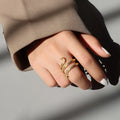 18k Gold Plated Wrap Snake Ring Trendy Stainless Steel Women's Rings