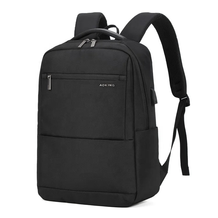 Stocks Laptop Backpack Zipper Letter Waterproof USB Charging Port Simple Luxury Business Custom Logo Travel College Polyester