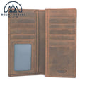 Luxury Crazy Horse Leather Bifold Card Holder Wallet Men Business Trading Card Long Wallets