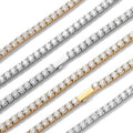 4mm Unisex Stainless Steel Tennis Chain with 5A Zircon Easy Clasp No Fade Real Gold Plated Iced out Bracelet