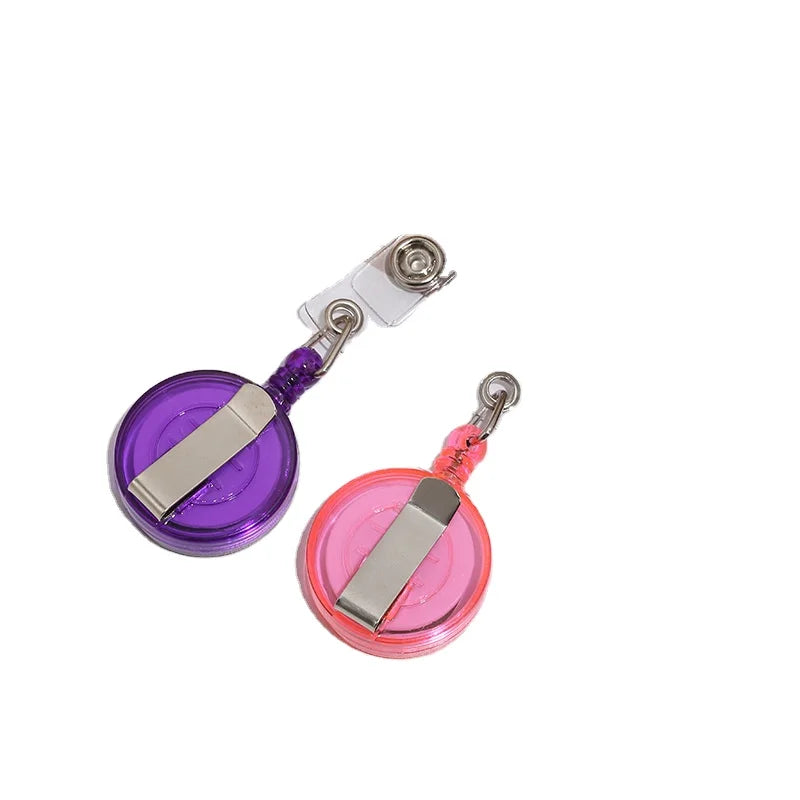 Wholesale ID Card Badge Holder Reels with Clip Name Reel Round Retractable Lanyard Badge Holder