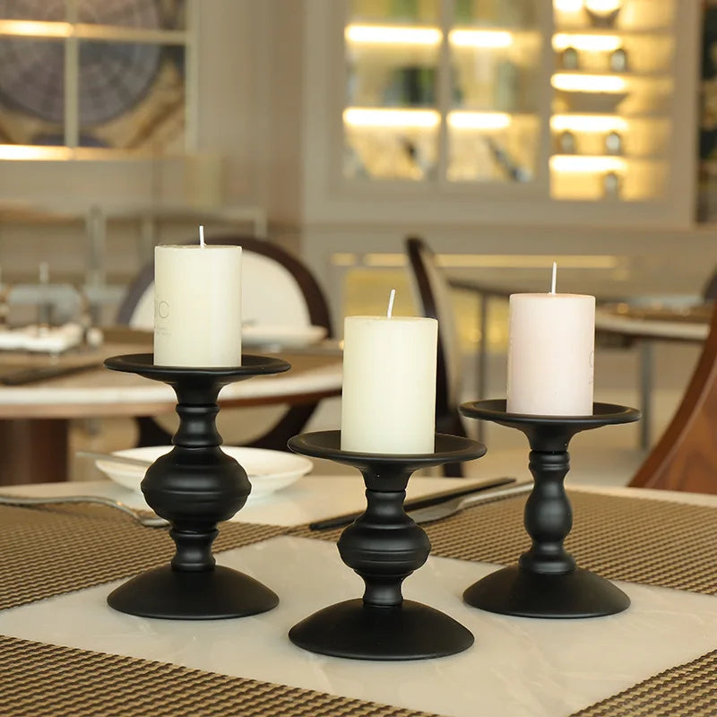 Black Iron Light Luxury Handmade Portable Silk Screen Printed Simple Candle Holder Candlestick for Cube Candle BEISI