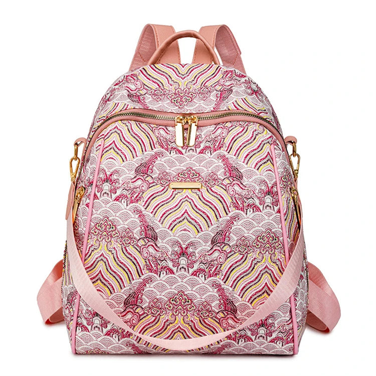 Trendy Medium Hiking pink Black Executive Shoulder Crossbody Pu Leather Anti Theft Small Backpack for Women Lady