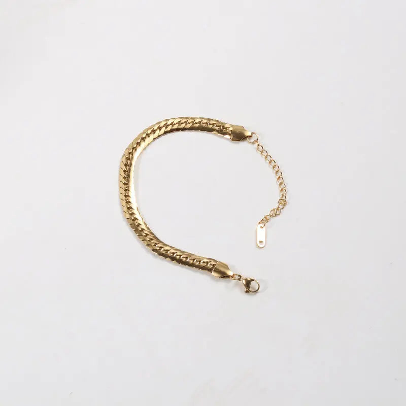 18K PVD Gold Plated Chunky Basic Stainless Steel Chain Bracelet for Women Wholesale Jewelry 18K Gold Plated Bracelet