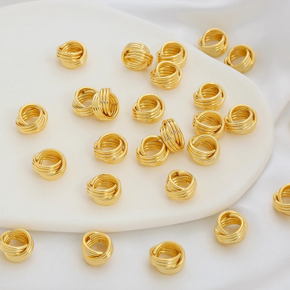 18K Gold Plated Brass Beads Jewelry Accessories Loose Beads the Latest Three-layer Thread Beads