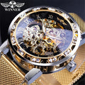 WINNER 01B Men's Mechanical Watch  Automatic Self-Wind Clock Business Sport Stainless Steel Belts Wristwatch Mesh Strap