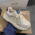 Women's Retro Colour Blocking Thick Bottom Casual Shoes Anti-slip Breathable Ladies Sports Shoes Round Head Fashion Ladies Shoes