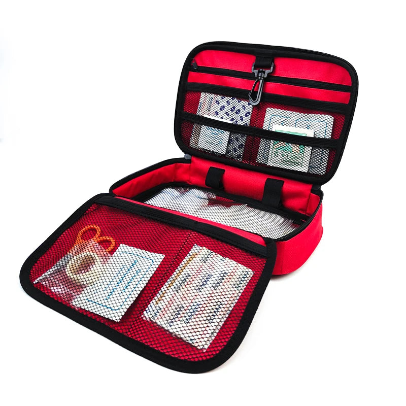 Red Empty Travel First Aid Bag Storage Compact Survival Medicine Bag Travel First Aid Kit