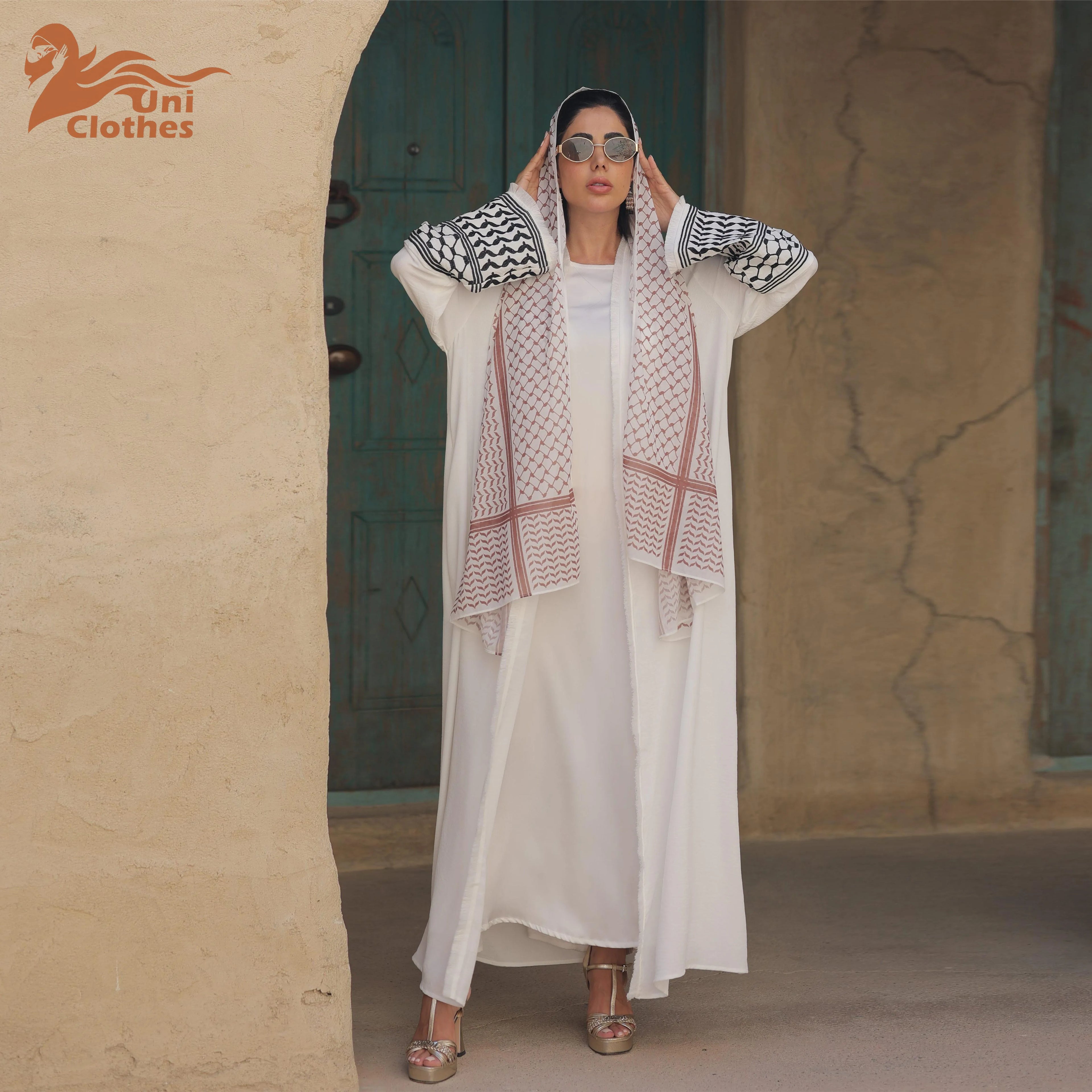 LR763 New Stylish Solid Plus Size Open Abaya Maxi Dress Middle Eastern Kaftan Abaya