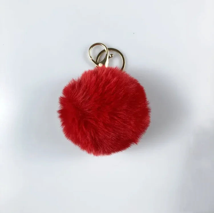 Wholesale Ball 8cm Furry Fluffy Puff Keychain Faux Rabbit Fur Ball Pom Pom Keychain