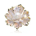 Vintage Style New Brass Alloy Peony Flower Brooch Real Gold Plating Freshwater Pearl Accessories Women's Parties Weddings Gift
