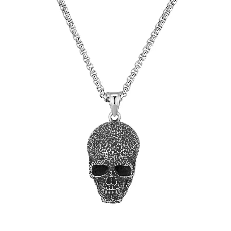 2024 Hot Selling Hip Hop Skull Necklace Men's Fashion Brand Punk Silver Skull Titanium Steel Necklace
