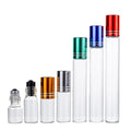 Hot Sale Empty 10ml Mini Travel Clear Glass Colorful Cap Essential Oil Roller Bottles Attar Perfume Oil Roll on Bottle