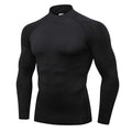 Custom Factory Supply High Collar Quick Dry Long Mens Compression Shirt Long Sleeve