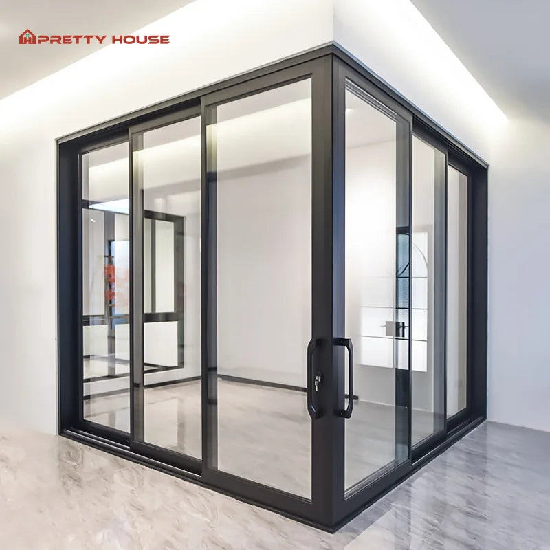 Prettyhouse Outdoor Aluminum Full View Double Glazed Slide Door for Hotel Villa Patio