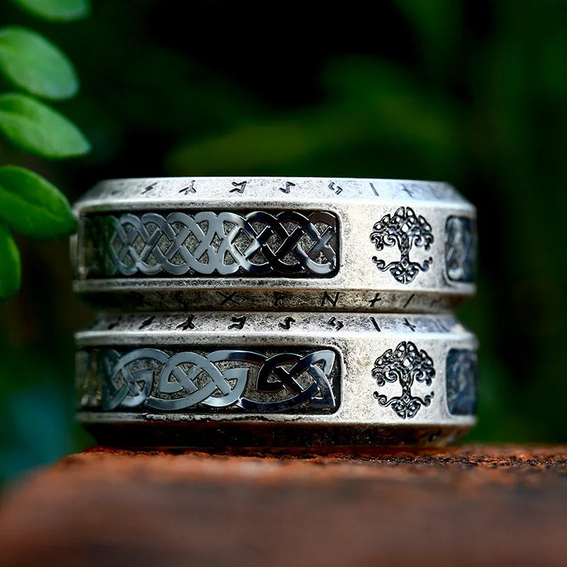 Custom Jewelry Punk Style Vintage 316L Stainless Steel Casting Life of Tree Finger Ring for Women Men