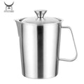 Factory Custom 304 Stainless Steel Measuring Cup Tea Coffee Milk Pot with Scale Mark with Lid & Handle MegaBDM