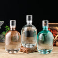 500ml Round Color Spraying Lead-free Crystal Glass Liquor Bottle for Vodka Rum with Glass Cork Botella De Envasado De Whisky
