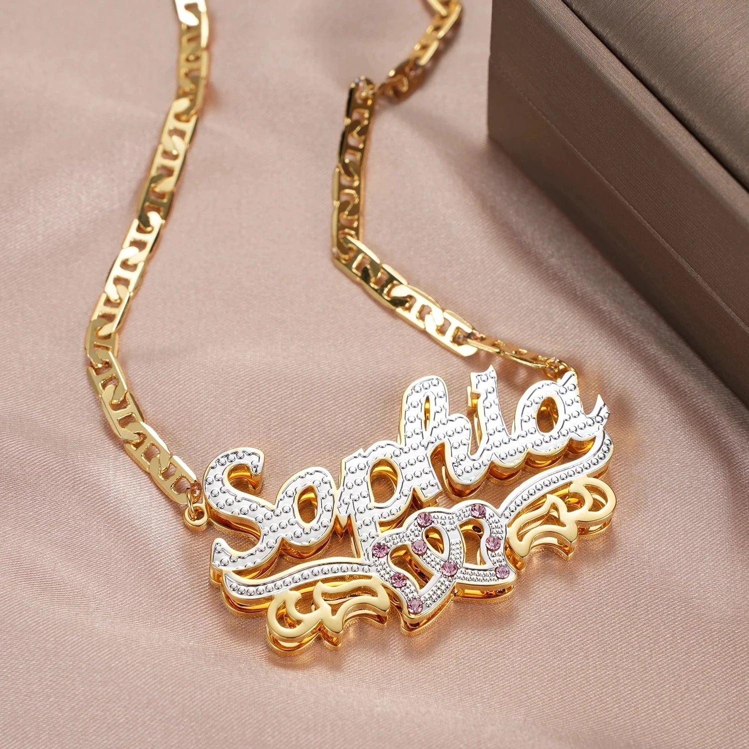 Hip-hop 3D 18K Gold Plated Double Layer Name Pendant with zircon Custom Name for Women Necklace Fashion Jewelry Necklaces