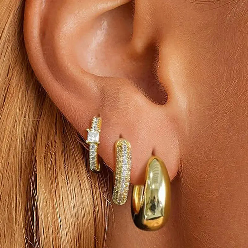 JOYFFO Women's Trendy 14K Gold Plated Hoop Earrings Set Lightweight Chunky Open Hoops in Gold/Silver Jewelry Gifts