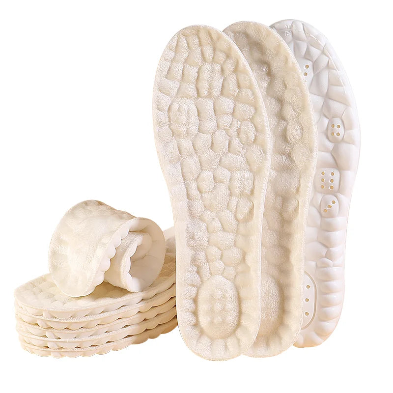 MOQ 1 Pair Winter Warm Comfortable Foot Massage Foot Warming Insoles Sheepskin Replacement Insole Unisex Cozy Warm Comfortable