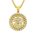 Gold Personalized Hip Hop Alloy 14K Gold Plated Funny Creative Round Dollar Symbol Charm Pendant Jewelry Fashion Wholesale Gifts