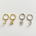 S925 Sterling Silver Star Moon Asymmetric Hoop Earrings Diamond Earring Set Fashion Jewelry Earrings Women