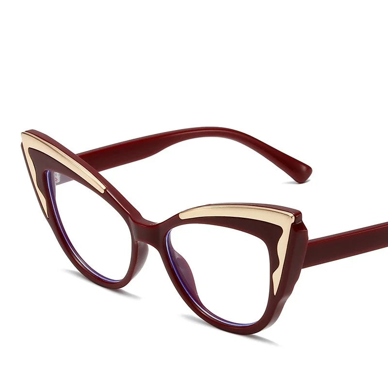 2025 Wholesale Unisex Big Frame Personality Eyeglasses Cat Eye Computer Anti Light Blue Glasses Frame