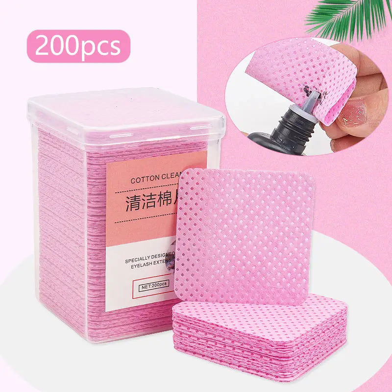 Disposable Lint-Free Pink Cotton Pads 4.8cm*4.8cm for Makeup Brush Cleaning Facial Cleansing Eyelash Extension Glue Removal