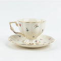 China Luxury British Golden Rim Fancy Coffee Tea Cup and Saucer Set Ceramic Customization