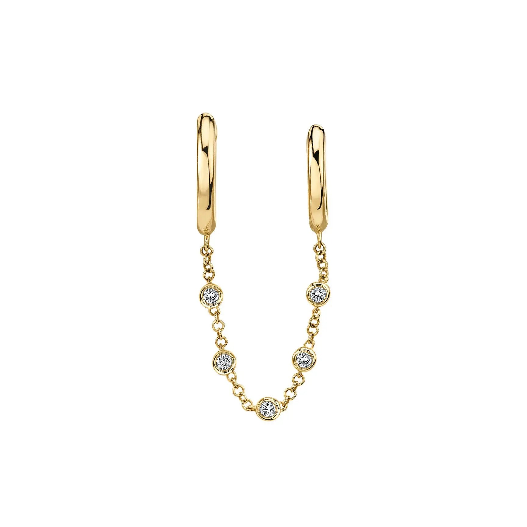 Hot Selling Fashion Ladies 18k Gold Plated Earrings Long Chain Zircon Hoop Earrings Jewelry for Women