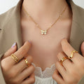 Choker Jewelry 18K Gold Plated Stainless Steel Zircon Crystal Butterfly Pendant Necklace Cubic Zirconia Charm Necklace for Women