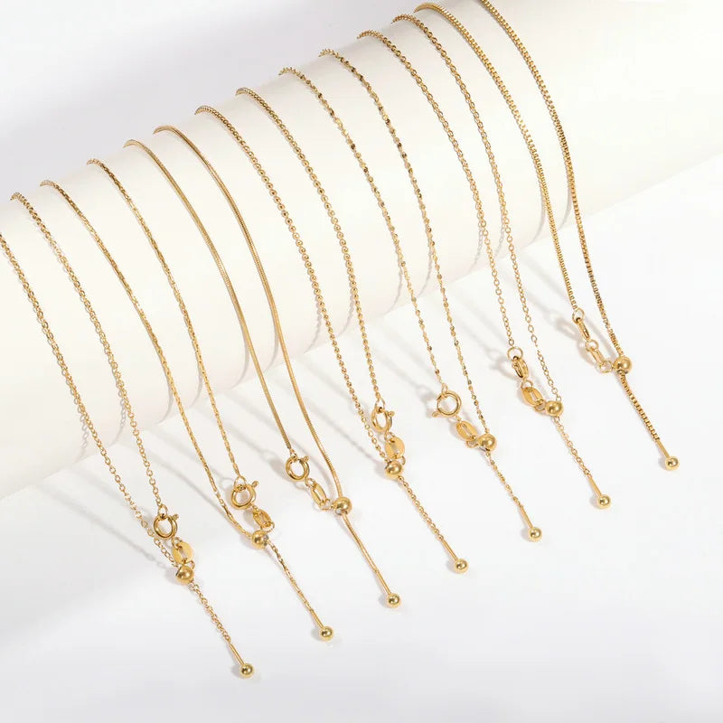 18K Gold Plated Stainless Steel Universal Chain DIY Handmade Jewelry Necklace Simple High-End Clavicle Chain Adjustable Length