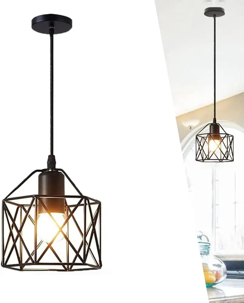 Nordic Vintage Style Iron Pendant Light E27 Base Rustic Chandeliers for High Ceilings