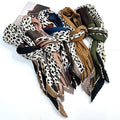 New Versatile Pleated Shawl With Leopard Print Printed Women's Headscarf Pleated Polyester square Scarf
