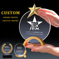 Wholesale Custom Personalized Crystal Star Trophy Cheap Blank Mental Crystal Award for Business Gift Crystal Crafts