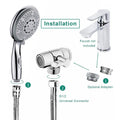 Functional Shower Head 5 FT Stainless Steel Hose 3 Way Valve Diverter Adjustable Shower Holder Sink Sprayer 4 Pieces Shower Set