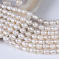 8-9mm Natural White Freshwater Pearl Strings Rice Pearl Strand for Jewelry Making