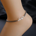 Drop Shipping Personalized Custom Women  Stainless Steel  Name Plate Anklets with Name