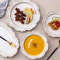 Wholesale French Modern Nordic Retro Relief Style Ceramic Tableware Dinnerware Set for Wedding