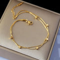 Ins Hot Sale Gold Filled Block Geometric Bracelet Double Layer Stainless Steel Square Snake Chain Bracelet for Birthday