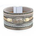 Lederen Armband Boho Simple Design Multilayer Leather Magnetic Bracelet Wrap Cuff Boho Leather Layer Bracelets