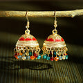 Vintage Turkish Gold Carved Alloy Bollywood Bell Women Boho Retro Pattern Bells Nation Indian Style Earrings Charm Jewelry