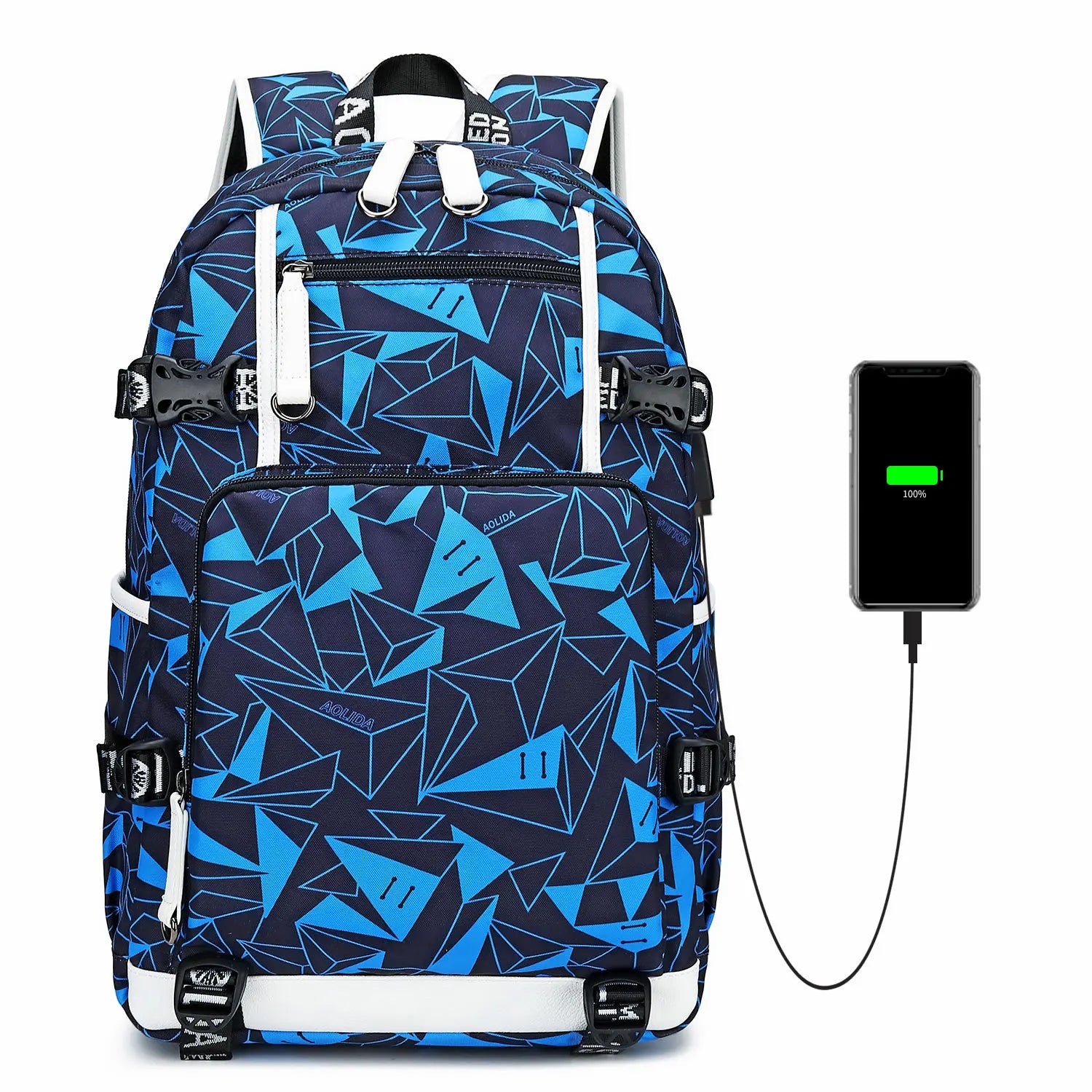 Fashion Teenager School Backpack Women Men Laptop Travel Bag Large Waterproof Multifunction USB Charging Knapsack Mochila
