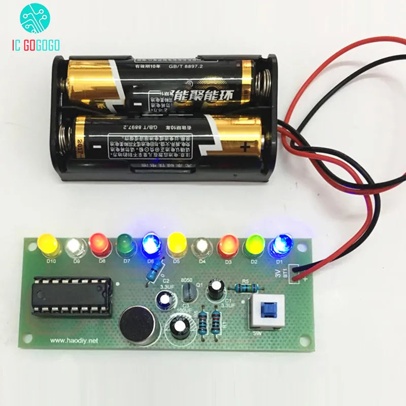 Sound Control Flashing LED Music Colorful Light Lamp Controller Electronic DIY Kits Production Training Gift Voice Control
