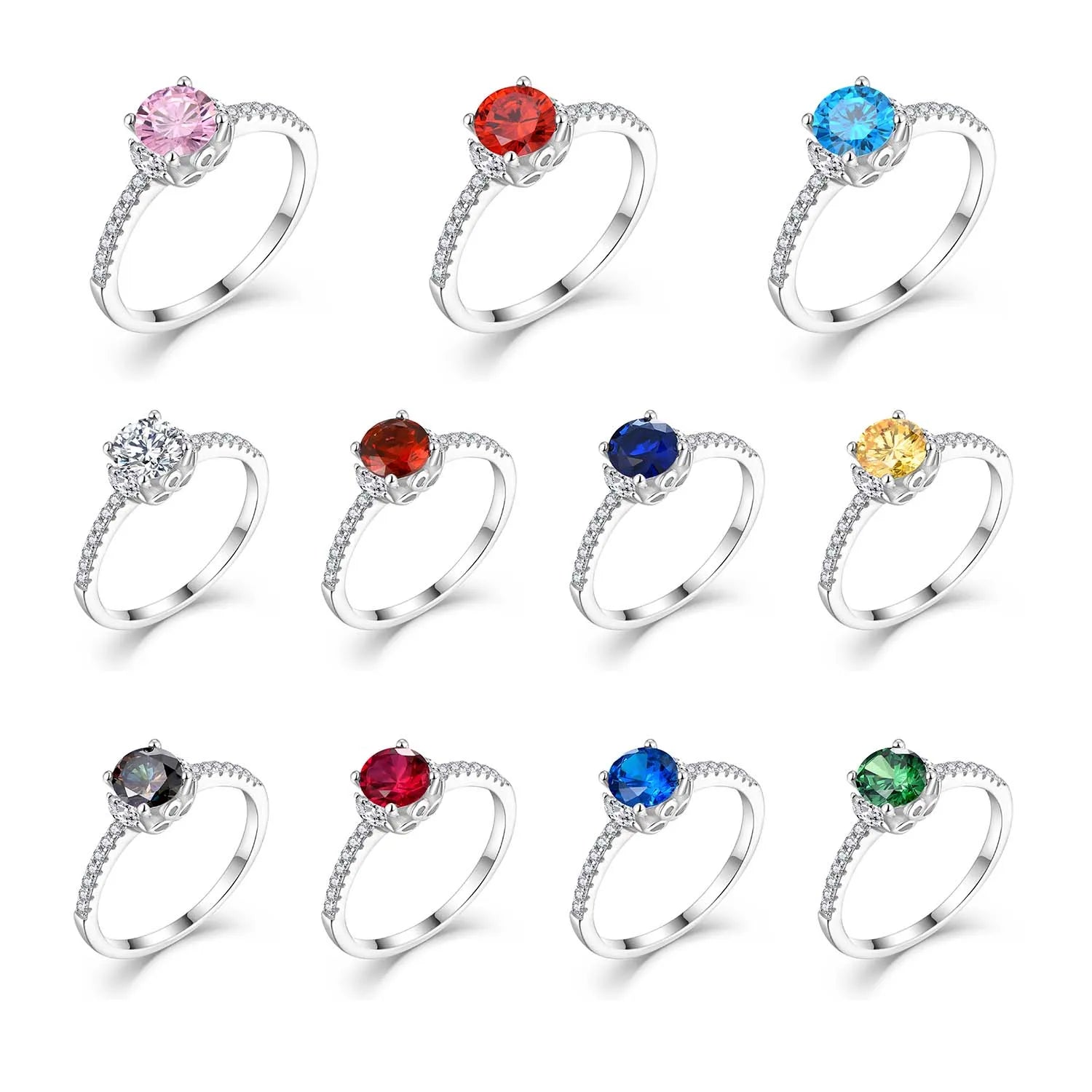 QX Custom Minimalist Luxury Fashion Fine Jewelry 925 Silver Zircon Rings for Women Valentine's Mother's Day Wedding Band Gift