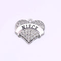 Fashion Lettering NIECE Charm Simple Style Crystal Heart Shape Custom Design Pendant