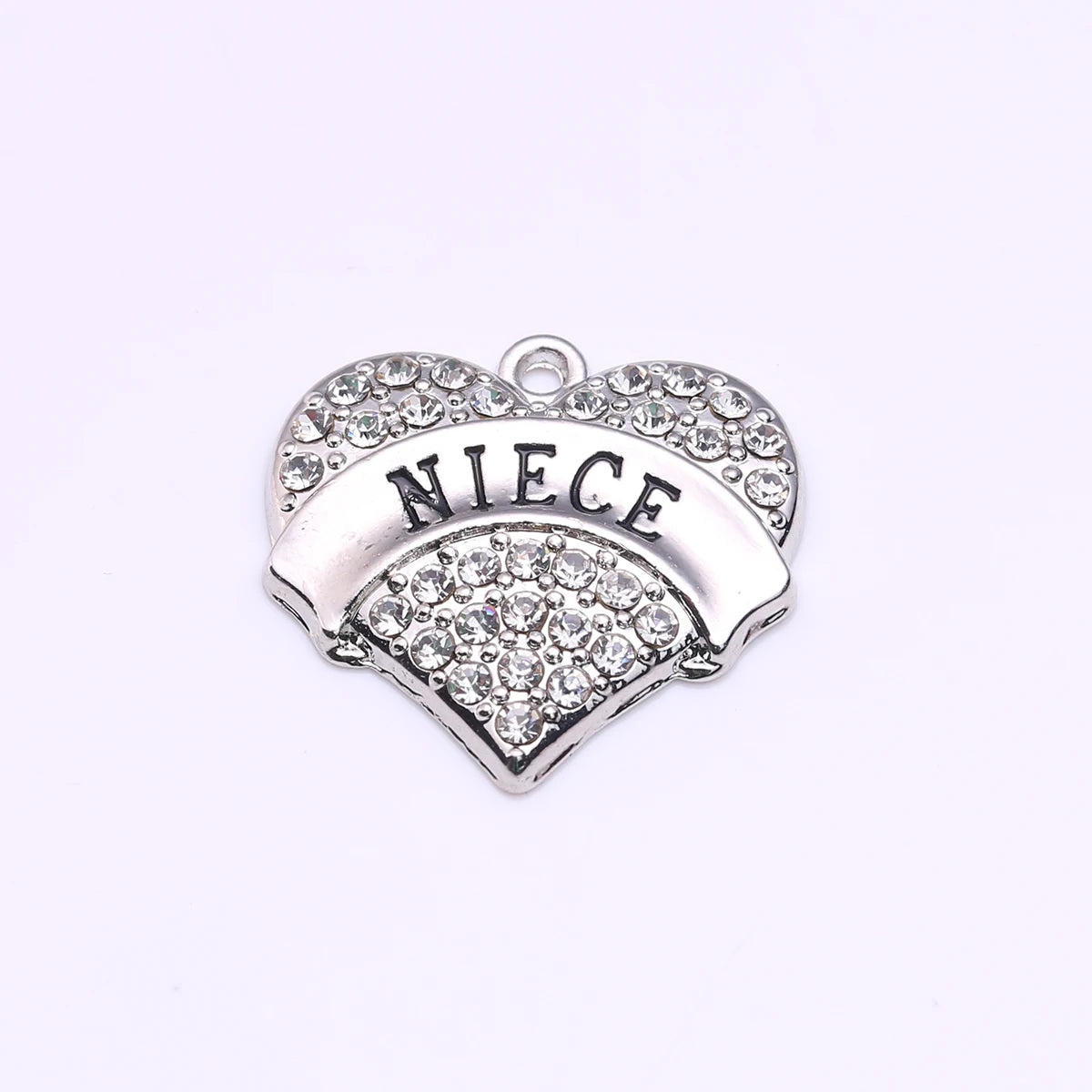Fashion Lettering NIECE Charm Simple Style Crystal Heart Shape Custom Design Pendant